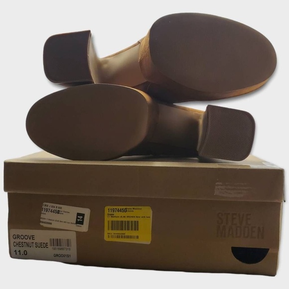 Steve Madden Groove Chestnut Suede Knee High Platform Heel Boots Size 11 M - Picture 8 of 12